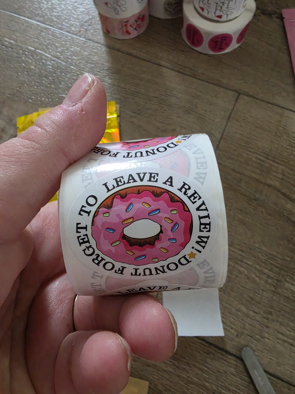 Pink Donut  Sticker Roll Of 20 Bundle Roll Of 20 Everything Pictured & 10 Cards